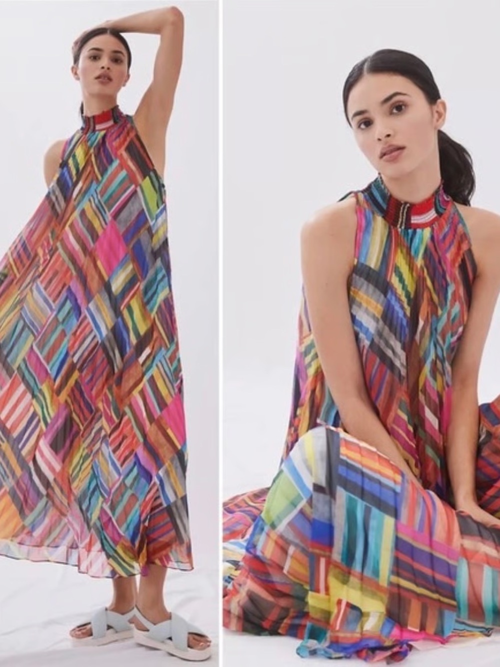 Ranna Gill Rainbow Maxi Halter Dress